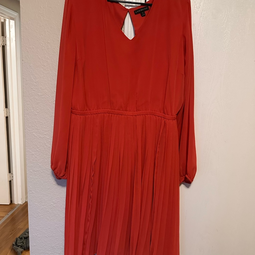 Lane Bryant Vibrant Burnt Orange Long Sleeve Dress